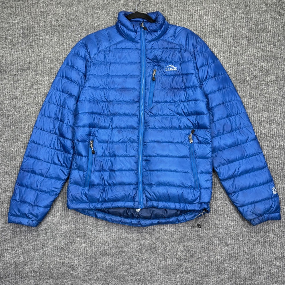 LL Bean Mens Ultralight 850 Down Jacket Blue Puffer Small Regular